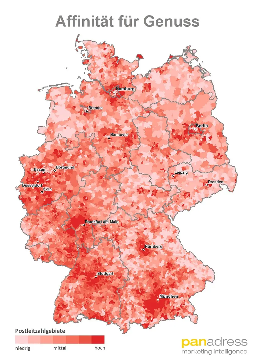Affinität für Genuss und Wein Karte